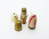 Antique Vintage Art Deco Brass Enamel Bullet Etui Needle Sewing Case - Stamped Germany