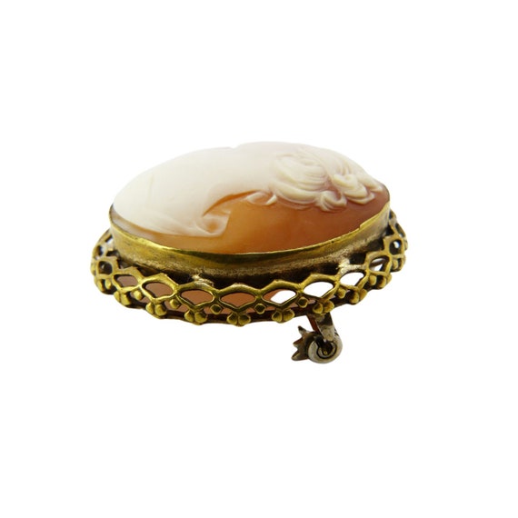 Vintage Rolled Gold Cameo Shell Brooch - image 5