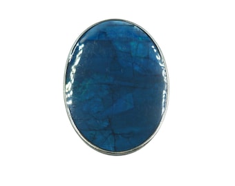 Vintage Blue Enamel Glass Pendant, Murano Glass Pendant, Blue Oval Pendant