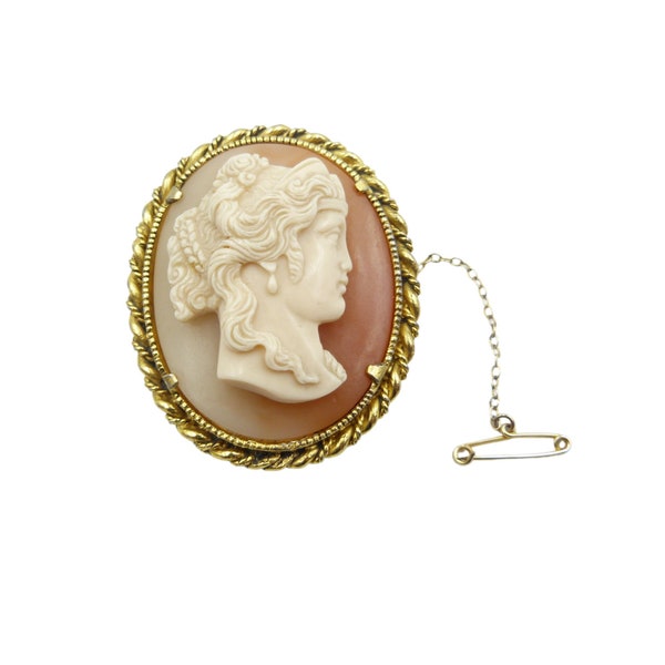 Vintage Gold Cameo Brosche, viktorianische Cameo Brosche, Faux Cameo Brosche