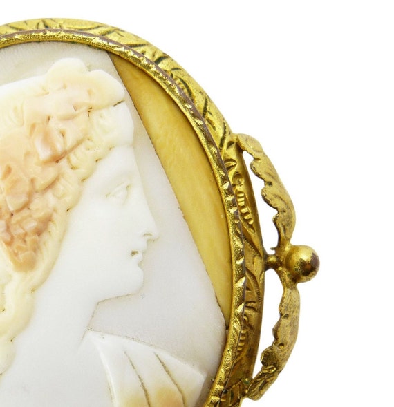 Antique Victorian Gold Plated Cameo Brooch, Bacch… - image 4