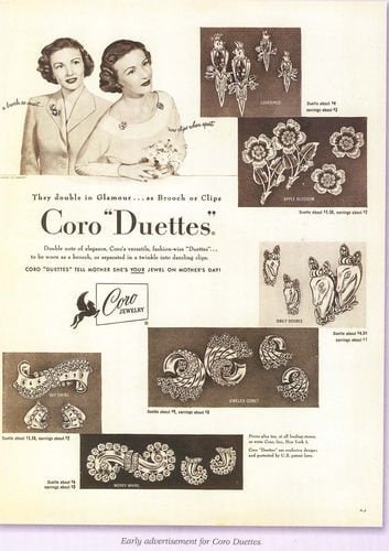 Large Vintage Coro Duette Dress Clips/Brooch, Art Deco Convertible Jew – H  bar N Craftworks