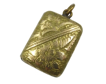 Antique Gold Plated Engraved Photo Locket