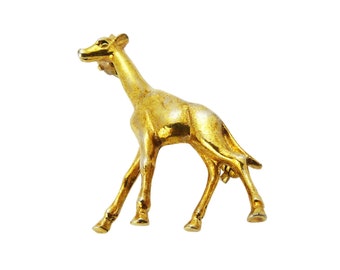 Vintage Gold Plated Giraffe Brooch, Giraffe Pin