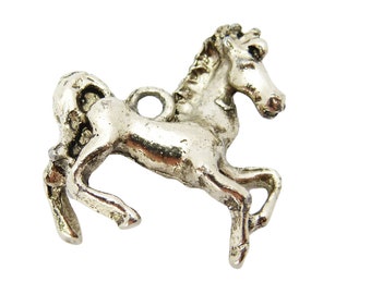 Vintage Silber Pferd Charm Anhänger, Laufendes Pferd Charm