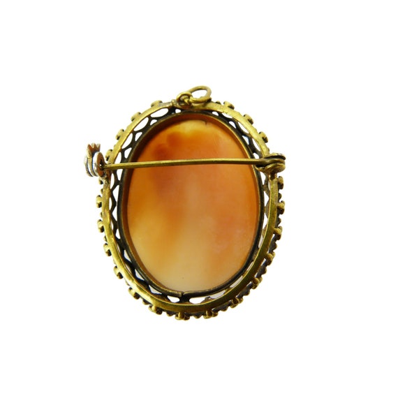 Vintage Rolled Gold Cameo Shell Brooch - image 7