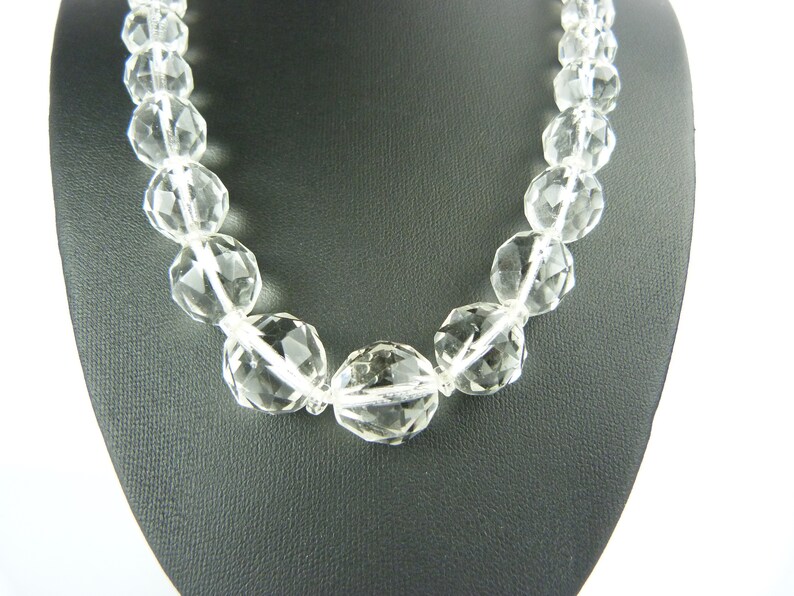 Vintage Art Deco Clear Glass Bead Necklace Crystal Glass Etsy UK