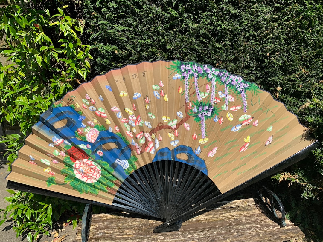 Vintage Large Chinese Wall Fan Hand Painted Wall Fan Etsy