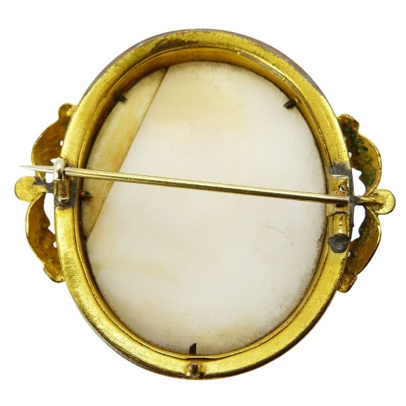 Antique Victorian Gold Plated Cameo Brooch, Bacch… - image 7