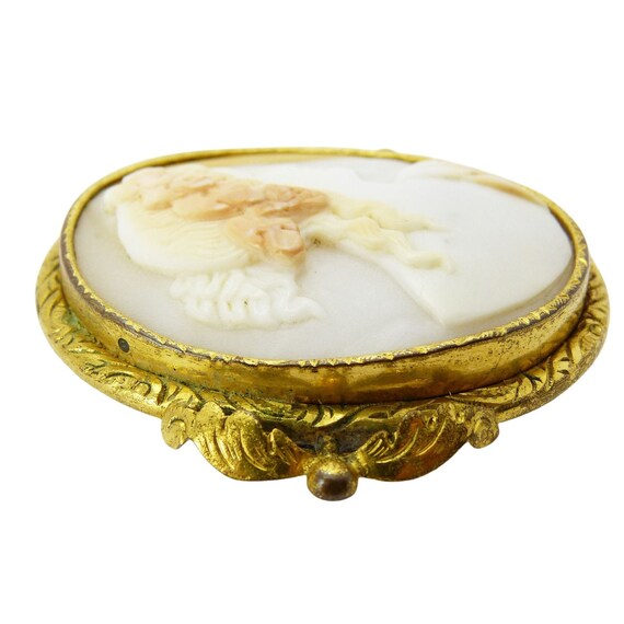 Antique Victorian Gold Plated Cameo Brooch, Bacch… - image 6
