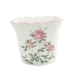 Vintage Ceramic Pink Roses Plant Pot, Marks & Spencer St Michael