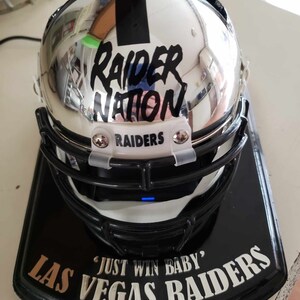 las vegas raiders chrome mini football helmet wireless phone charger