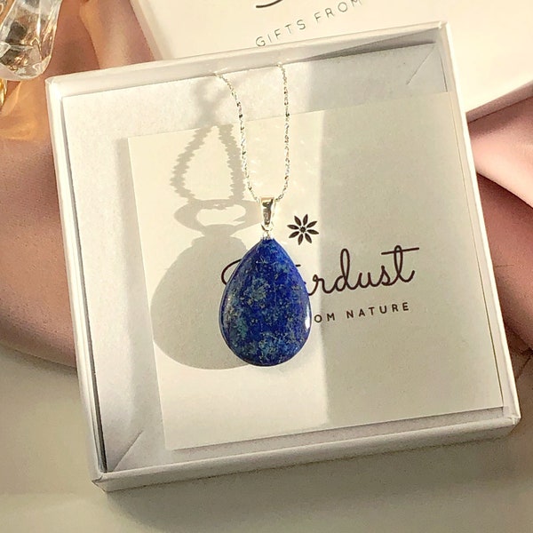 Lapis Lazuli drop Pendant, premium gift for woman, healing pendant, bridesmaid gift, natural blue stone pendant, gift for best friend