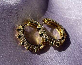 Diamantschliff Creolen - Spike Huggie Creolen Ohrringe - Gold Creolen - French-Style - Minimalist Ohrringe - Brautjungfer Ohrringe