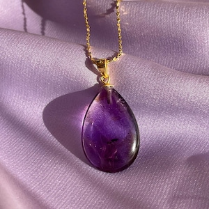 Genuine Amethyst pendant necklace 18k gold filled, stainless steel 'star' chain, delicate amethyst necklace, Christmas gift for girlfriend