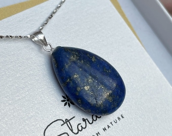 Lapis Lazuli drop Pendant, yoga jewelry, healing pendant, bridesmaid gift, natural blue stone pendant, tiny gemstone pendant