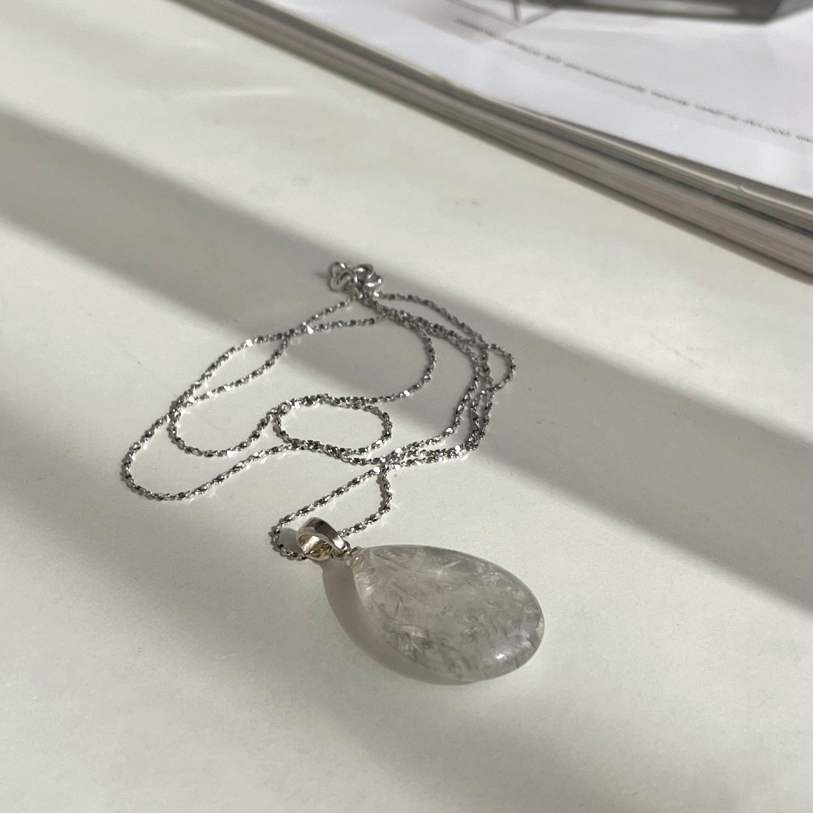 Clear Quartz Drop Pendant Necklace Natural Crystal Necklace Etsy