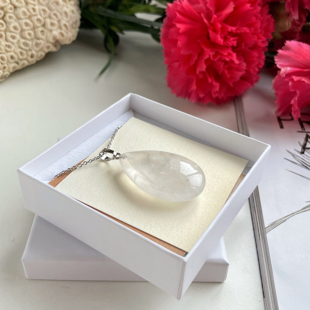Clear Quartz Drop Pendant Necklace Magical Crystal Necklace Etsy