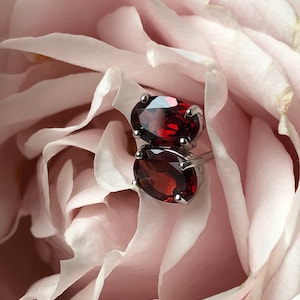 Garnet Stud Earrings Silver VVS Grade, Oval Solitaire Garnet Stud Earrings Garnet Jewelry January Birthstone