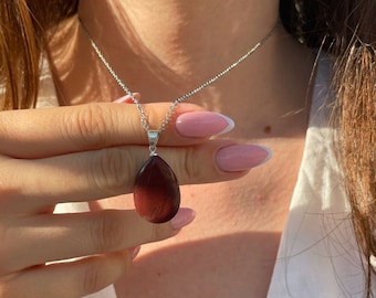 Sensuality stone - Rich Red Jasper Drop Pendant, Energy booster, natural stone pendant, healing stone pendant