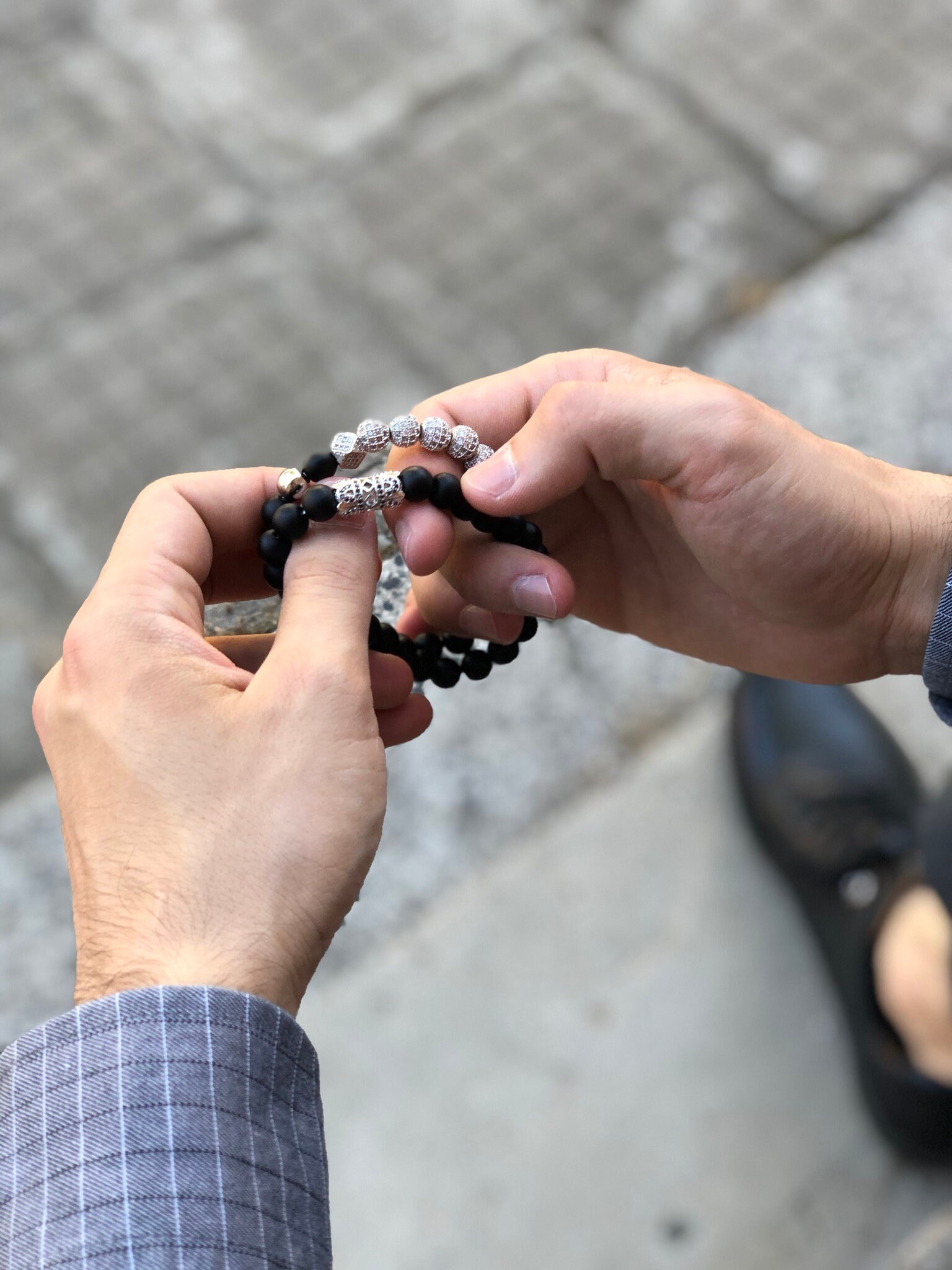 Luxury CZ Diamond Bracelet for Men, Onyx Beaded Bracelet Luxury CZ Diamond Bracelet for Men, Onyx Beaded Bracelet