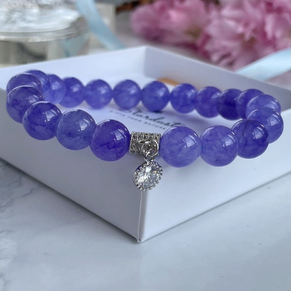 Lavender jade cheap bead bracelet