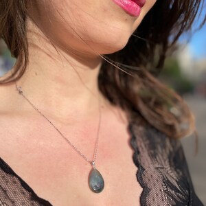 Red Green Bloodstone gemstone pendant necklace, Energy healing pendant, healing stone, gift for her, heart chakra jewelry, reiki stone image 2