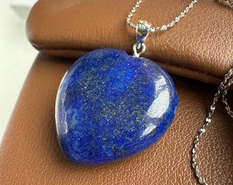 Blue Lapis Lazuli heart pendant, beautiful natural stone gift, mother's day gift, Graduation Gift, blue heart necklace, Relationship booster