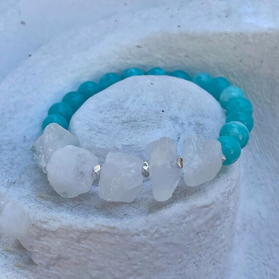 クリア水色ビーズブレスレット ☆(カズエモン！)超大粒！クリアブルー