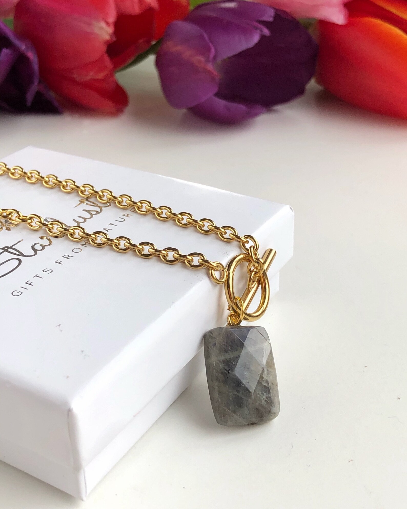 Labradorite Pendant Necklace - 7mm Round