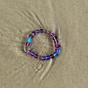 Purple Mermaid Glass Quartz bracelet 8mm, Glowing Aura Matte bracelet, cute matte bracelet, sparkling beaded bracelet, gift for young girl