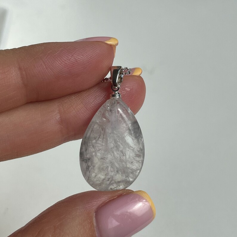Clear Quartz Drop Pendant Necklace Natural Crystal Necklace Etsy