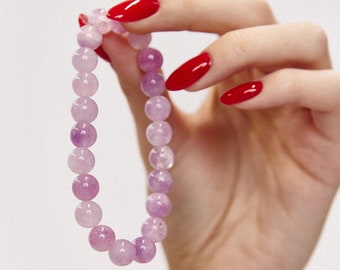 Lavender Amethyst beaded bracelet 8mm, Light Purple bracelet for women, luxury gift for girl