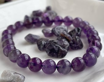 High quality amethyst bracelet 6mm, deep purple beaded bracelet for woman, anniversary gift for her, premium gemstone gift