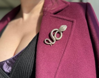 Antique Gold Snake Brooch | 2025 Snake year talisman brooch | Statement Animal Jewelry | Luxury Gift for Her | Statement Golden Pin