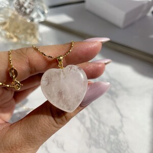 Heart Charm Glass bead Necklace - Clear Quartz main image 0