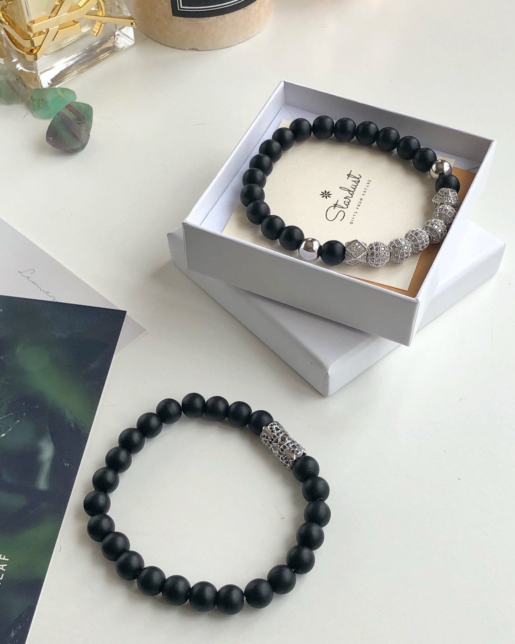 Luxury CZ Diamond Bracelet for Men, Onyx Beaded Bracelet Luxury CZ Diamond Bracelet for Men, Onyx Beaded Bracelet
