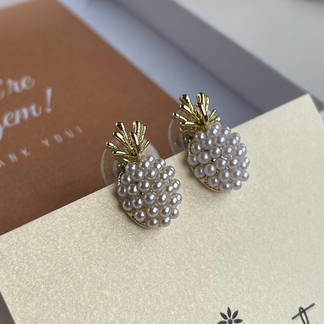 Yellow - Quirklets Handpainted Clay Pineapple Stud Earrings 48 main image 1