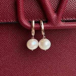 Natuurlijke romige Akoya-pareloorbellen 10 mm roségoud, minimalistische sieraden, delicate sieraden, premium cadeau, bruidspareloorbellen AAA-kwaliteit