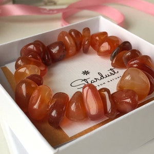 Trommelsteine Karneol Armband für Sie, Geschenk für Frau, Edelstein Armband