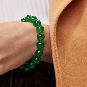Inner balance gemstone, Taiwanese Green Jade beaded bracelet 10mm for women, natural green bracelet for her