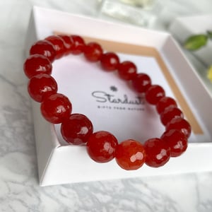 Faced Carnelian bracelet for woman, premium handmade gift for woman, anniversary gift, orange gemstone Bracelet, gift for woman
