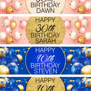 Personalised 18th 21st 30th 40th 50th 60th 70th 80th Birthday party banner decorations