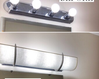 20" Linen Light Wrap: Hollywood Vanity Cover, Reduces Glare (2-3 Bulb Fixture)