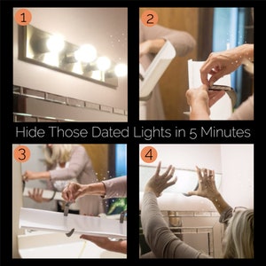 17 Smooth Bright White Shade Hides Hollywood Lights, for 2 to 3 bulb bath light fixture image 9