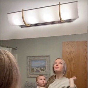25 Linen Shade Hides Hollywood Lights, for 3 4 bulb bath light fixture image 1