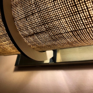 25"  DARK Jute Shade with Walnut Brackets Hide a 4 Bulb Builder grade light