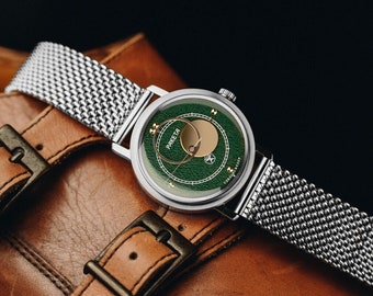 Groene zeldzame uhr Razzo Copernico, Vintage herenpolshorloge, Cadeau voor mannen, Mechanische horloges, Cadeau voor hem, Uniek horloge voor mannen