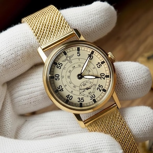 ZIM (ЗИМ) Mens Rare Vintage Watch "Aviation Style" Gold Color, Soviet Restored Wristwatch, Custom Engraved Gift for Men / Dad / Boyfriend