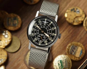 Rare Handmade Personalized "ZIM" Heritage Men's Watch 1980s • Vintage Pilot Style • Collectible Gift for Him